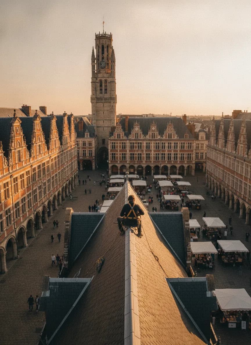 Couvreur NB Artisan au travail sur une toiture à Arras