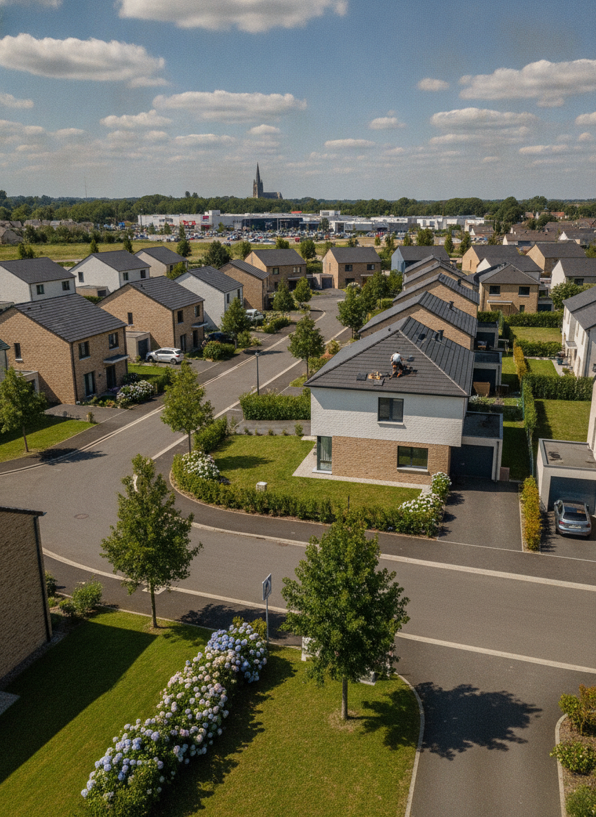 Couvreur NB Artisan au travail sur une toiture à Longuenesse
